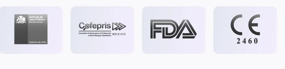 Certificaciones de Chile, COFEPRIS México, FDA y CE