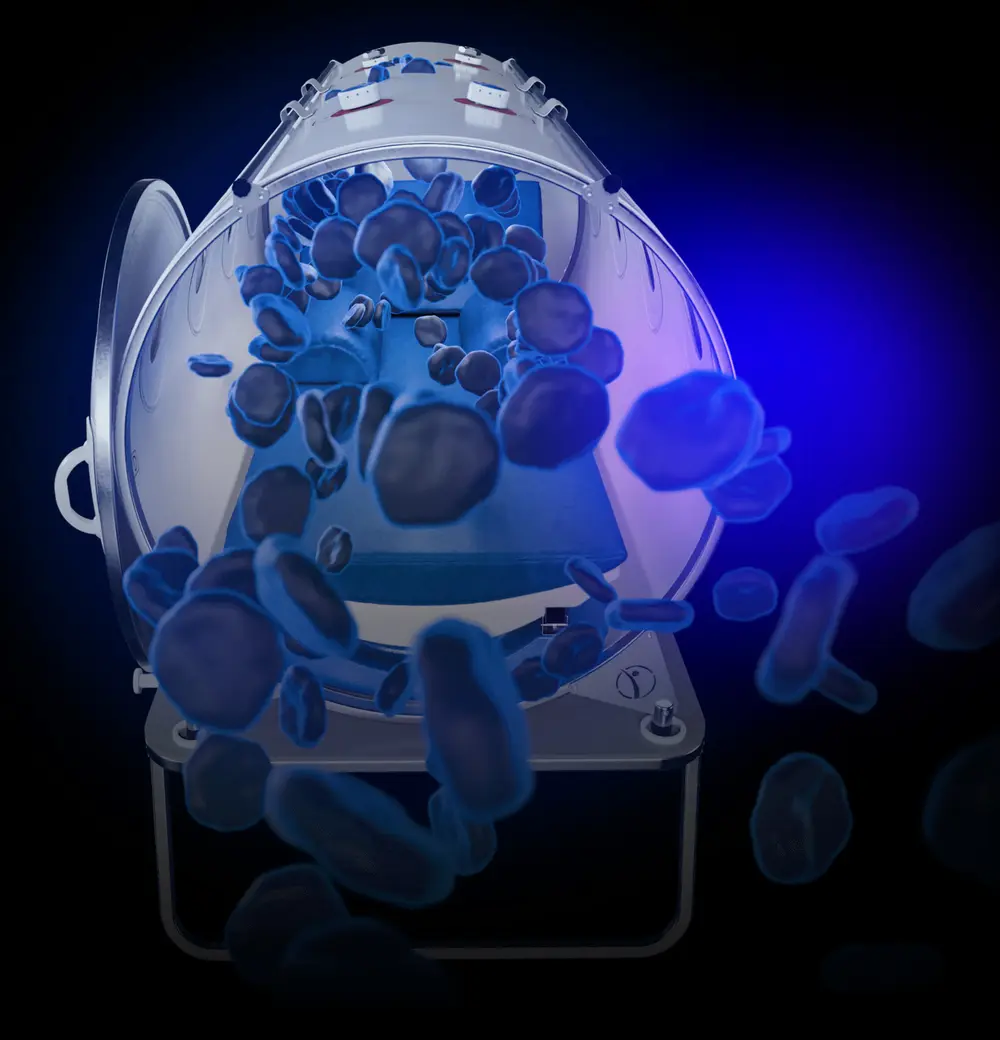 Representación del aumento de oxígeno durante una sesión de medicina hiperbárica